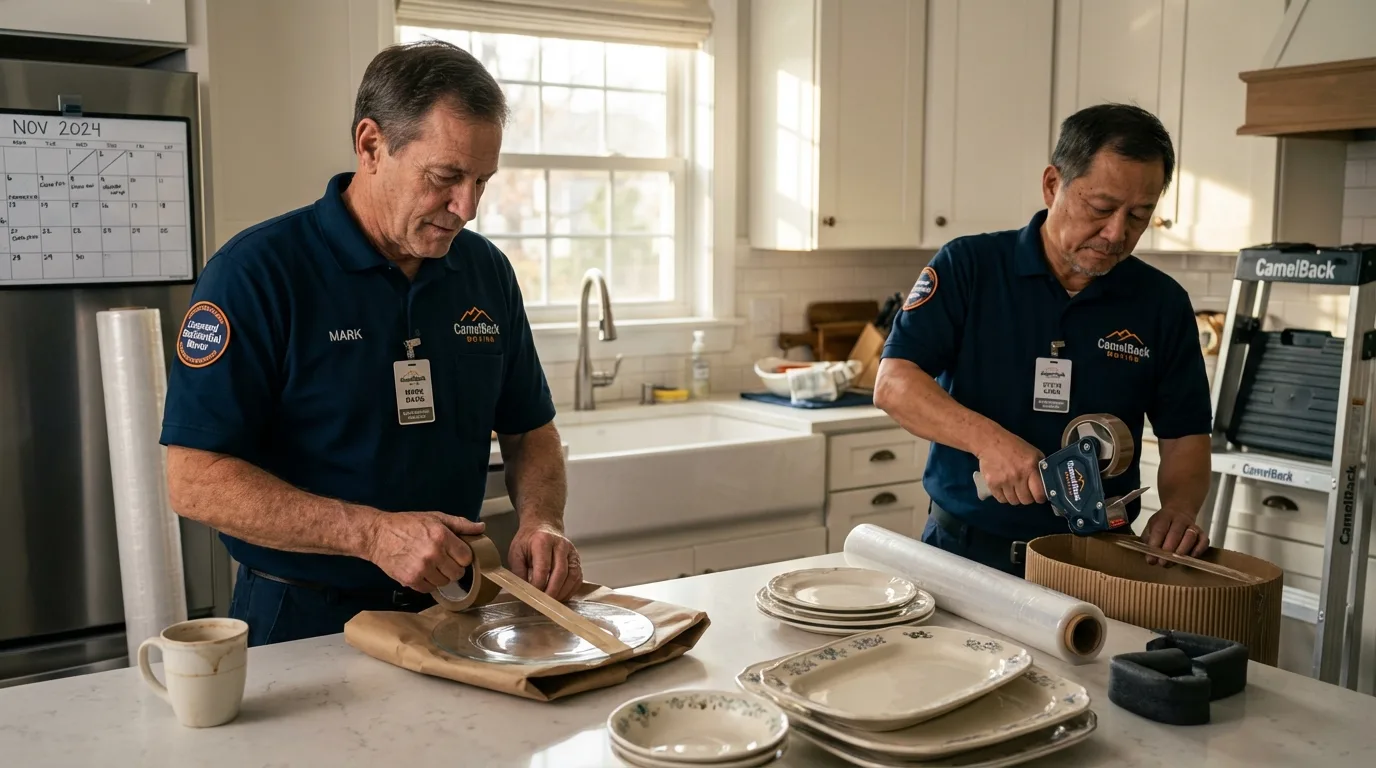 Professional crew packing kitchen dishware in Girard, PA